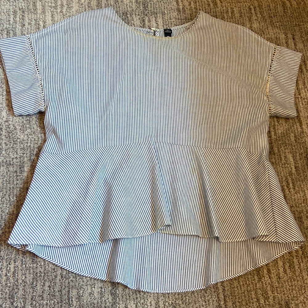 Pin- striped lightly peplumed shirt